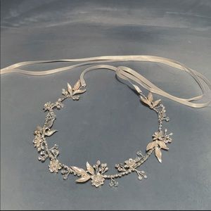 Bridal floral head piece with ribbon